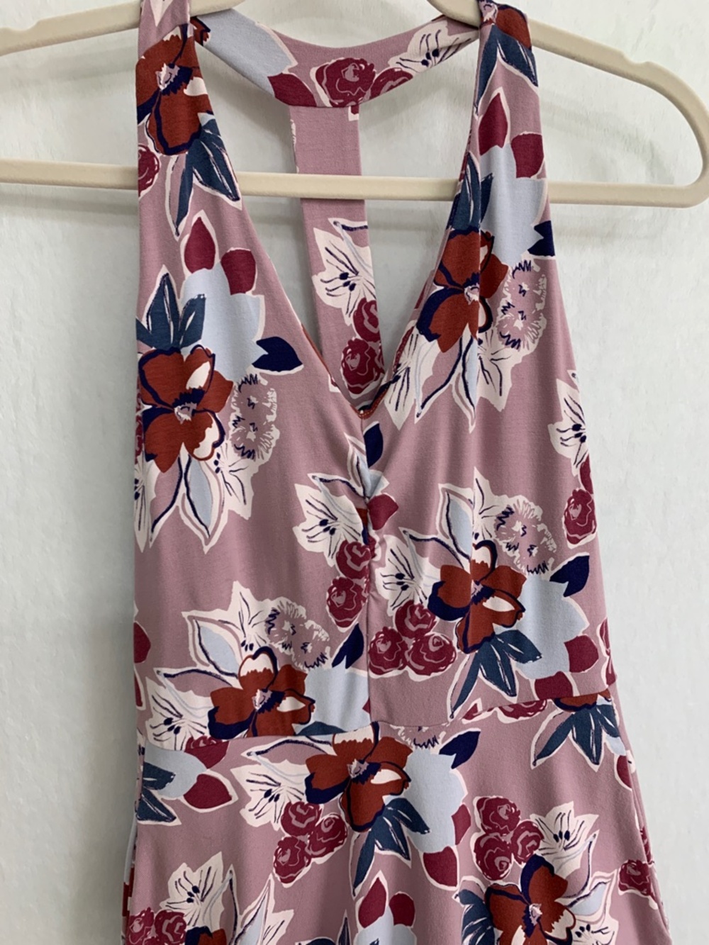 Pact Fit & Flare Gathered Halter Dress in Fresh Flora Lavender Haze Sz XS - Picture 4 of 15